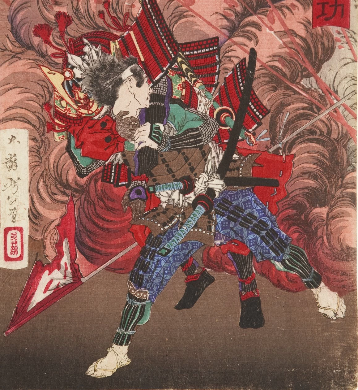 Okubo Hikozaemon che salva Tokugawa Ieyasu sul campo di battaglia, 1881 - San Diego Museum of Art